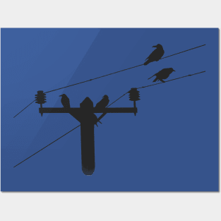 Murder of Crows on a Line Posters and Art